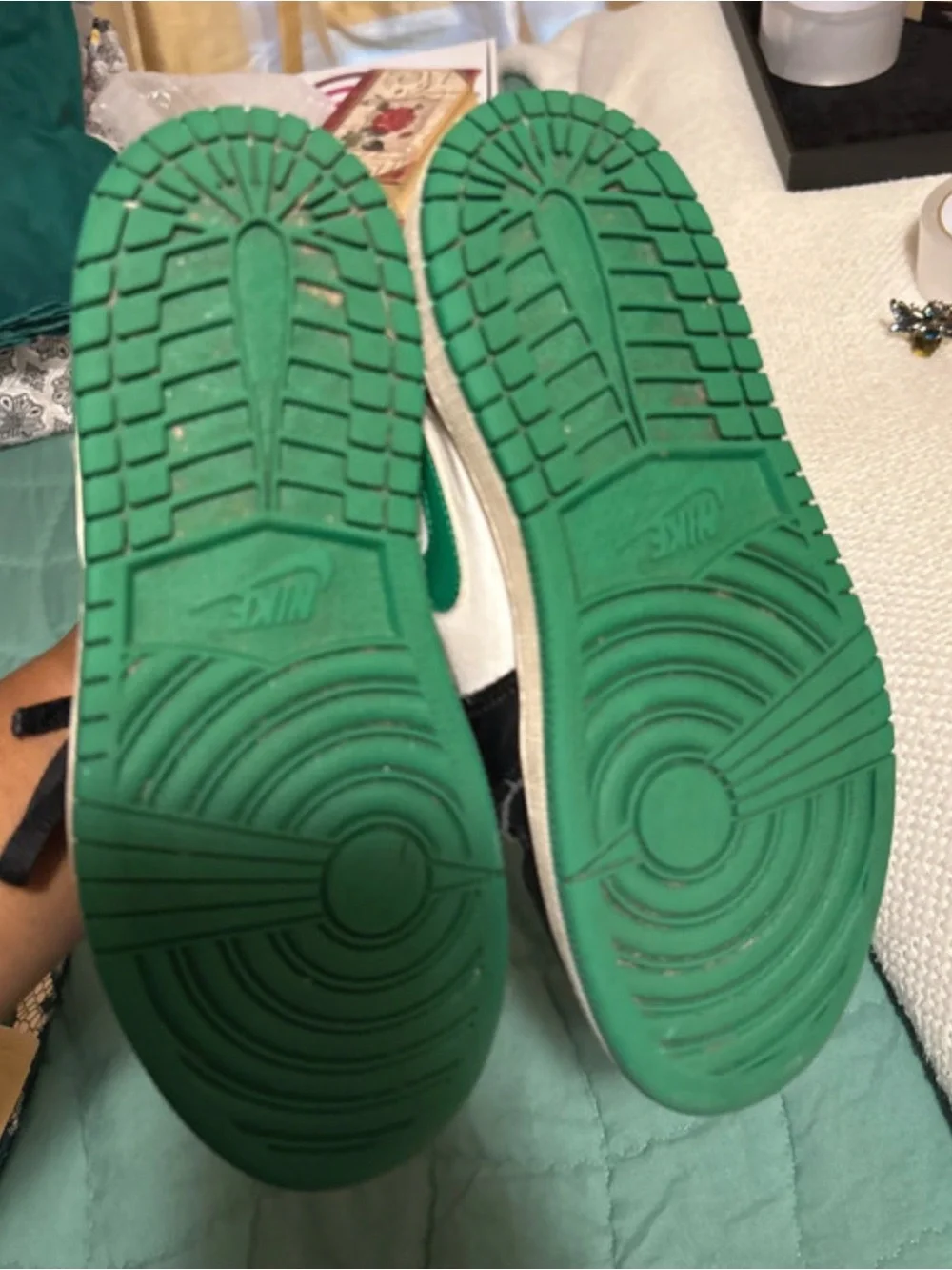 Nike Kids Green Black White High-Top Sneakers